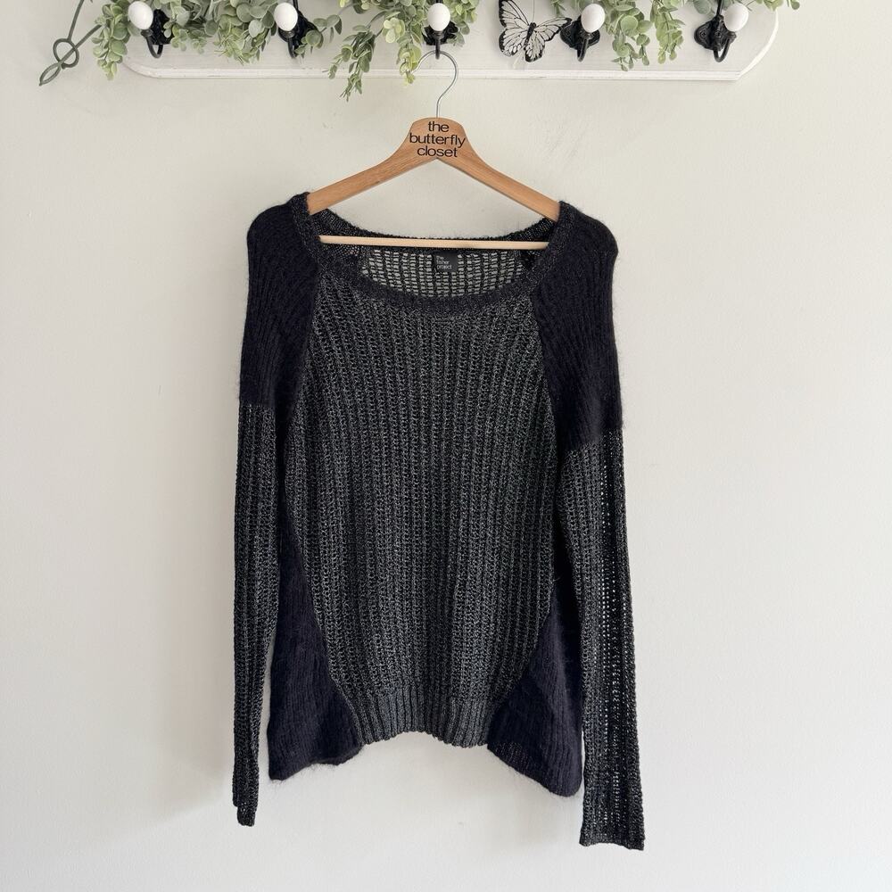Eileen Fisher The Fisher Project Large Alpaca Blend Metallic Knit Sweater K7010